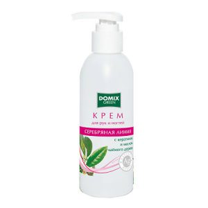 Domix Green Крем для рук и ногтей с кератином и маслом чайного дерева и наносеребром, 200 мл